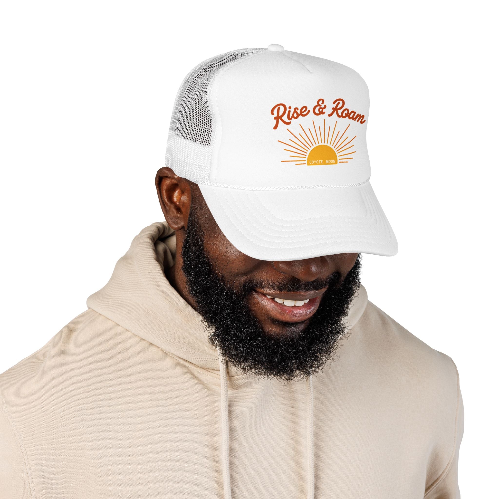Rise & Roam Trucker Hat – Sunrise Graphic Foam Mesh Cap