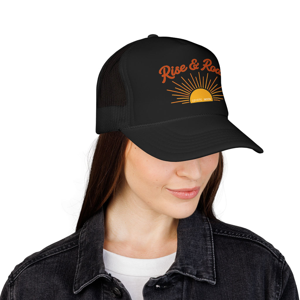 Rise & Roam Trucker Hat – Sunrise Graphic Foam Mesh Cap