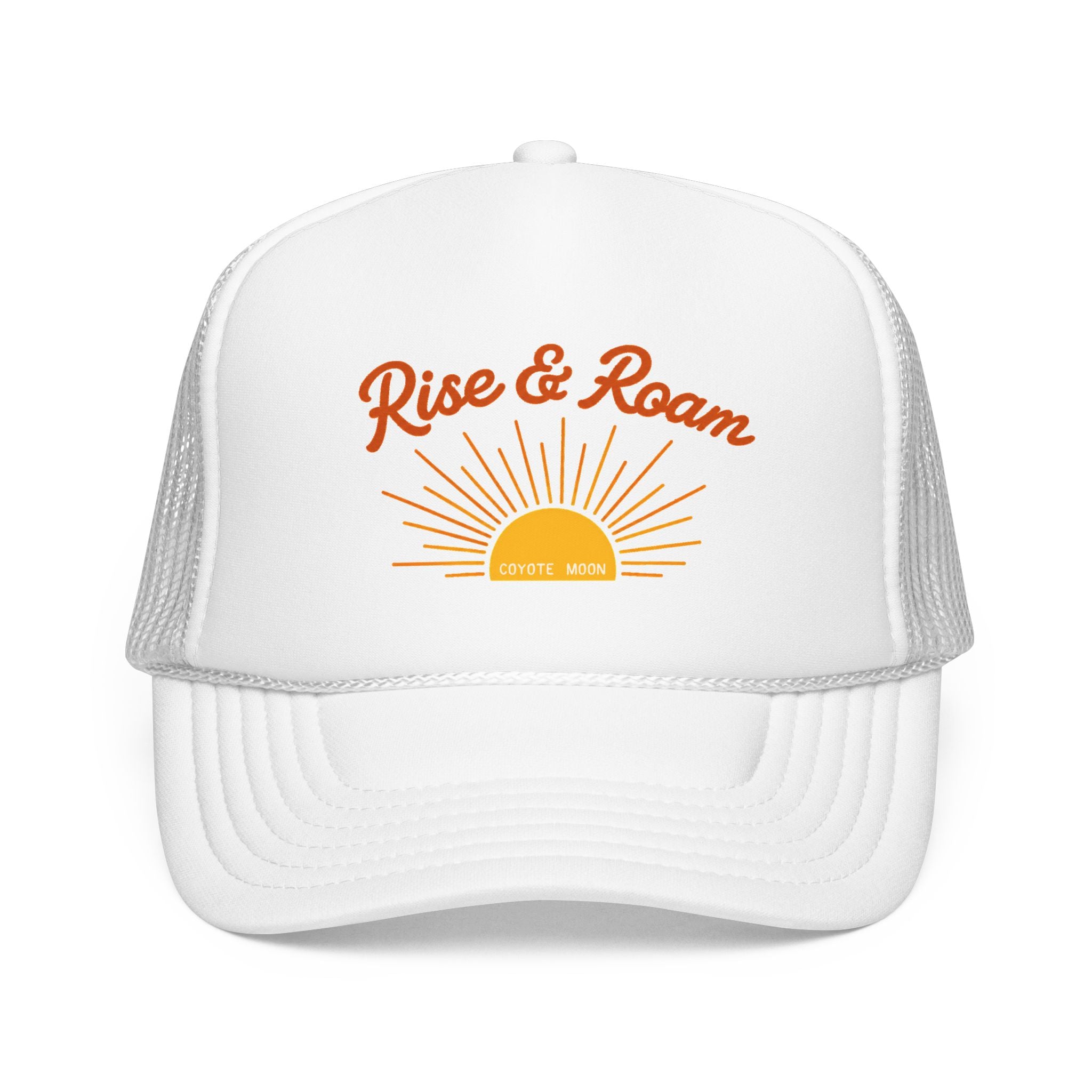 Rise & Roam Trucker Hat – Sunrise Graphic Foam Mesh Cap