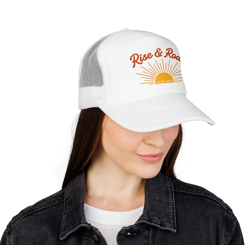 Rise & Roam Trucker Hat – Sunrise Graphic Foam Mesh Cap